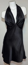 Vintage Victoria  s Secret 100 Silk Halter Slip Dress Black Y2K M Nightgown