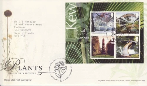 GB Stamps First Day Cover Action for Species Kew Gardens MS, flower SHS 2009