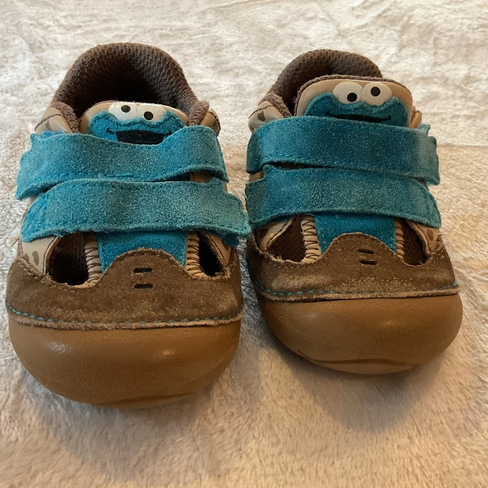 Zapatos Stride Rite Plaza Sésamo Galleta Monstruo Bebé Niño Pequeño 6M Cuero Gamuza Foto 3 de 4