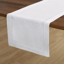 Linen White Table Runner 48 Inches - Double Hemstitch, 100% Pure Linen Coffee...