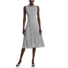 T Tahari Snake Mesh Print Sleeveless Button Down Midi Dress Size 12