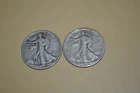 PAIR (2) 1940 & 1941 PHILLY WALKING LIBERTY HALF DOLLAR COINS 90% SILVER VG-FINE