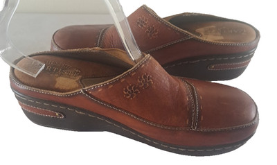 Womens Springstep L'Artiste Chino Clogs Mules Brown Leather Boho Comfort 39 8.5