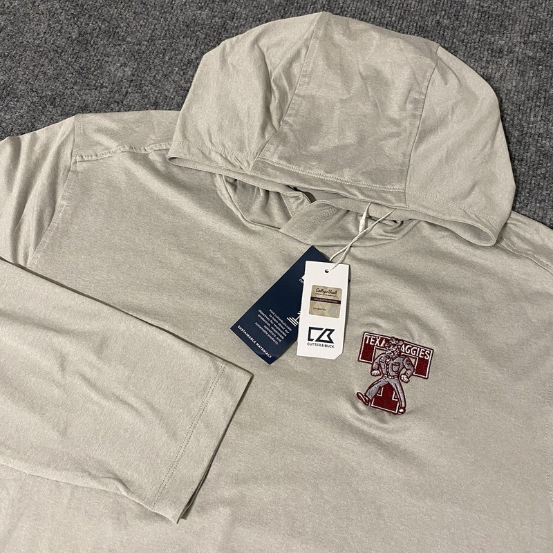 Texas A&M Aggies Throwback Logo Mens XL Cutter & Buck Hooded Coastline Shirt NWT