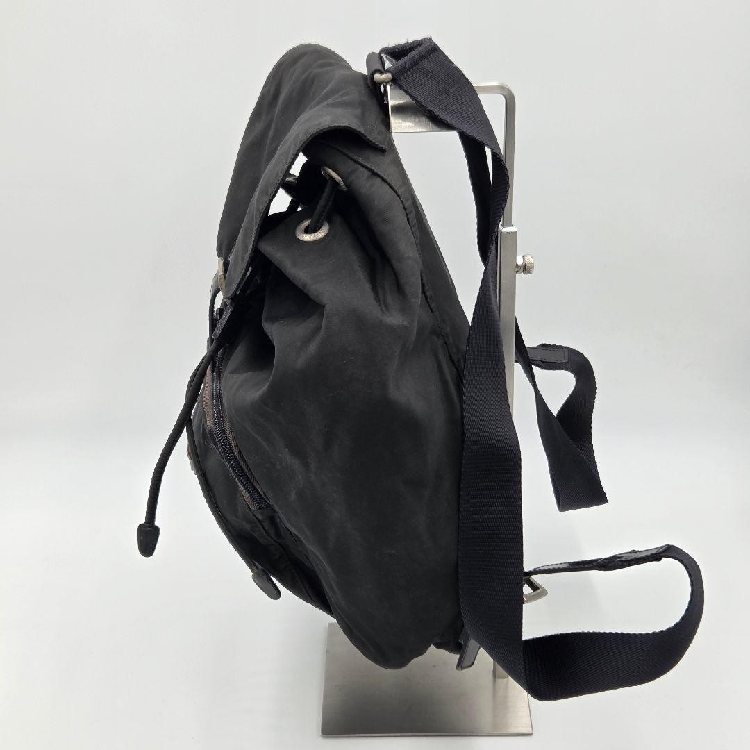 Prada Nylon Backpack Black Triangular Logo Used w… - image 3