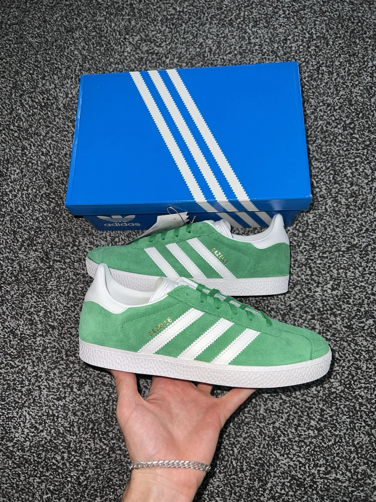 Adidas Gazelle Verde Bianco Taglia UK 5.5 IE5612 ✅ Spedizione Veloce ?