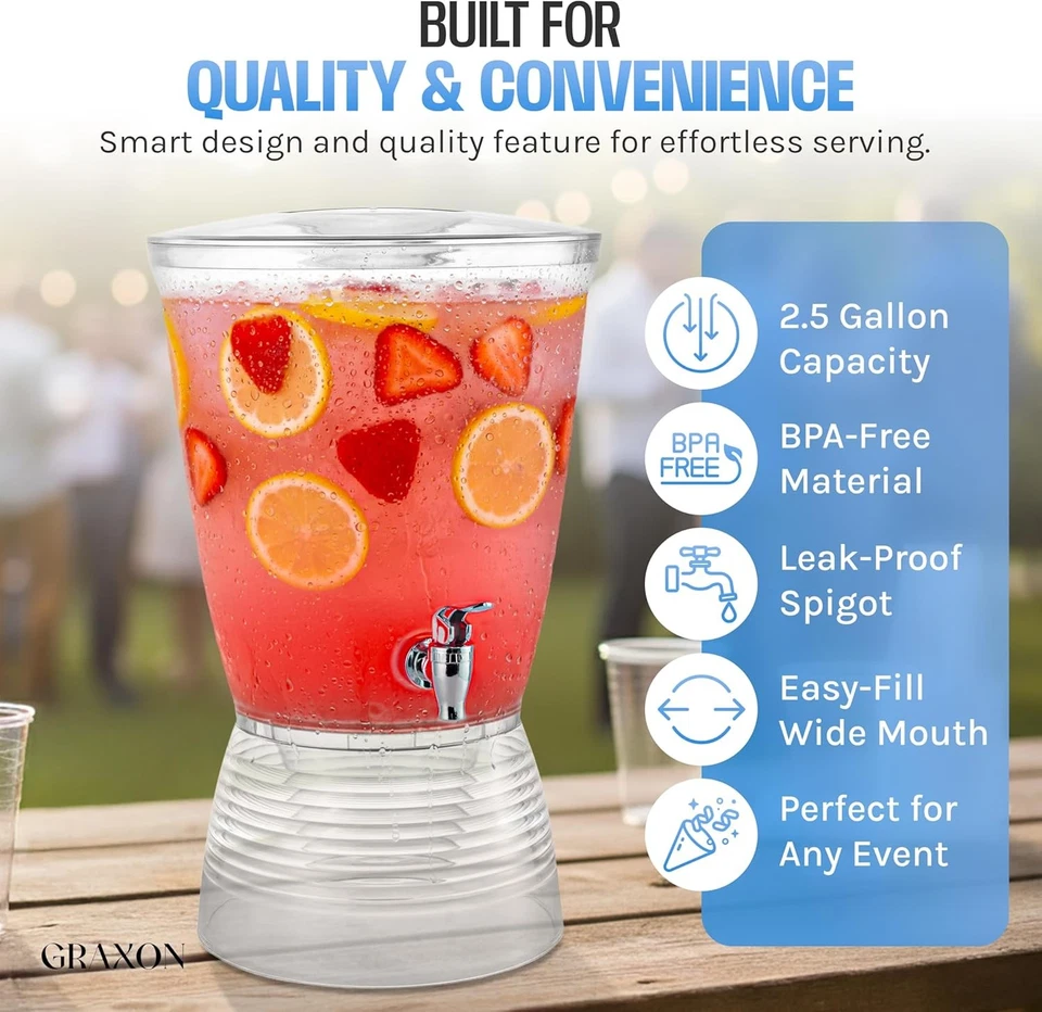 Dispensador de bebidas de plástico grande de 2,5 galones para fiestas #R050 Foto 4 de 4