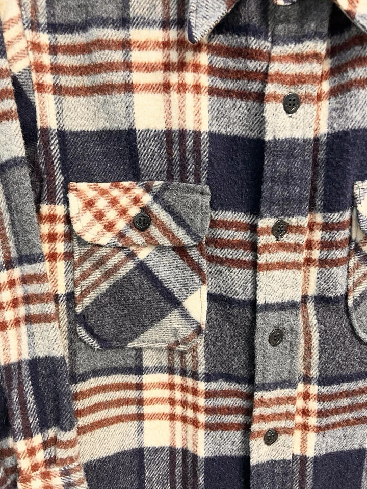 Vintage 70s JCPenney Plaid Flannel Shirt Small Wool Blend Workwear - Image 4 of 4