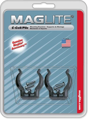 Black Universal Mounting Brackets for C-Cell Flashlight, 2 Pk - Photo 1/4