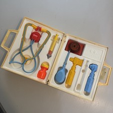 Vintage 1977 Fisher Price Medical Kit. Set with Case. Missing thermometer 