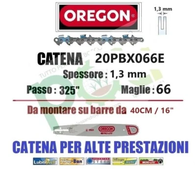 CATENA MOTOSEGA OREGON 20BPX066E PASSO .325 SPESSORE 1,3mm 66 MAGLIE