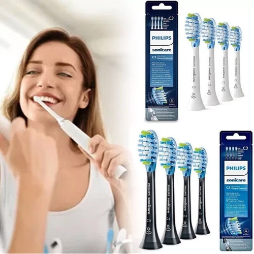 Philips Sonicare C3 Optimal Premium Plaque Bürstenköpfe HX9044 4/8x Schwarz Weiß - Foto 2 di 37