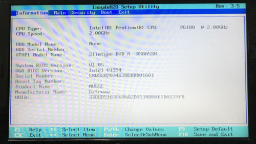 Gateway NV55C Pentium 2,00 GHz 2 GB RAM sin disco duro arranque en BIOS - Imagen 3 de 10