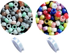A valuble box of 1000pcs 9x6mm Acrylic Pony Beads & 2 Elastic Crystal Cord Rolls