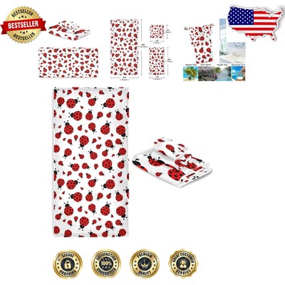 Trendy Cartoon Ladybug Towel Set - 3 Soft & Absorbent Towels for Versatile Use