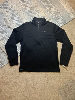 Men’s Medium Nike Dri-Fit 1/2 Zip Turtleneck Pullover Sweatshirt Black 