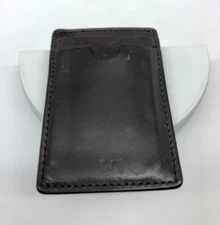 Mark and Graham mens dark brown leather Money clip wallet TJT monogram