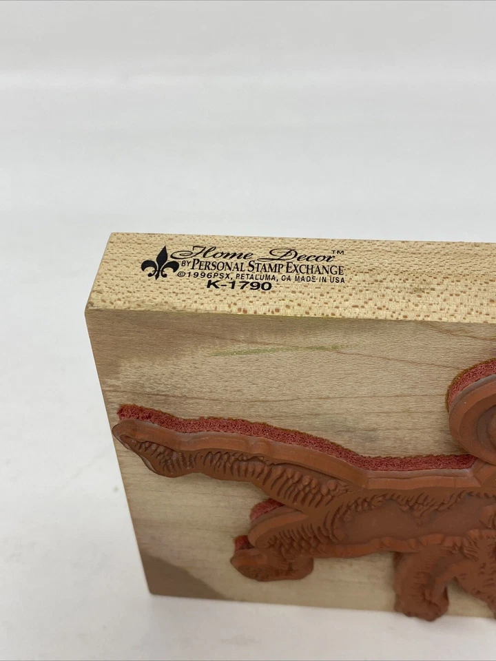 PSX Decoración del Hogar Querubín Ángel Cupido Arpa K1790 Sello de Goma Montado en Madera Foto 3 de 4