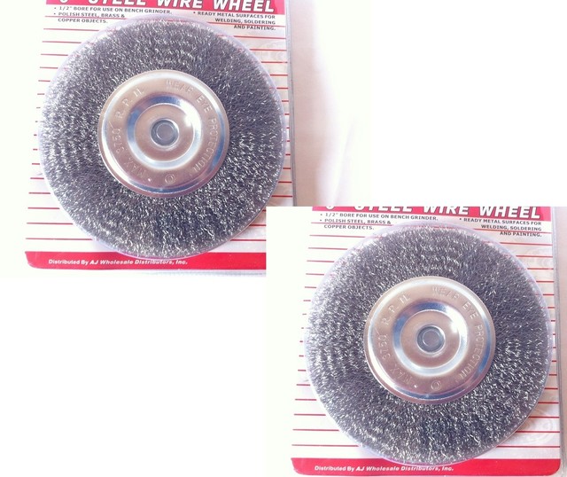 2BRAND NEW 6" STEEL WIRE WHEEL FOR BENCH GRINDER 1/2" BORE 3750 RPM eBay