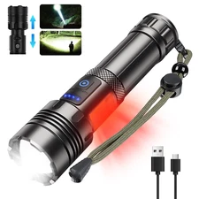 LED Flashlights, 90000 Lumens Zoomable 7 Modes Rechargeable Flash Light for Outd