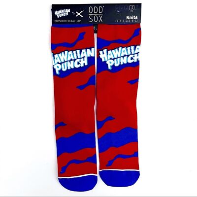 Odd Sox Hawaiian Punch Crew Socks Mens Womens Red Blue Novelty Gift