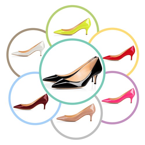 Women's Mid Kitten Heels Patent Leather 
