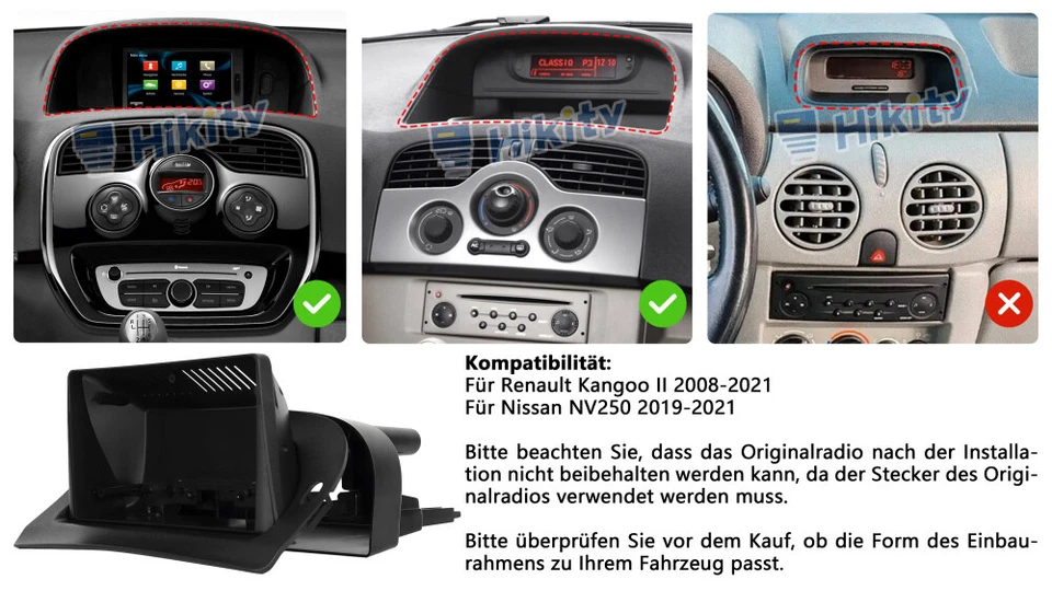 9Zoll 32GB CarPlay Android 15 Autoradio für Renault Kangoo II 2008-2021 GPS Navi - Bild 3 von 4