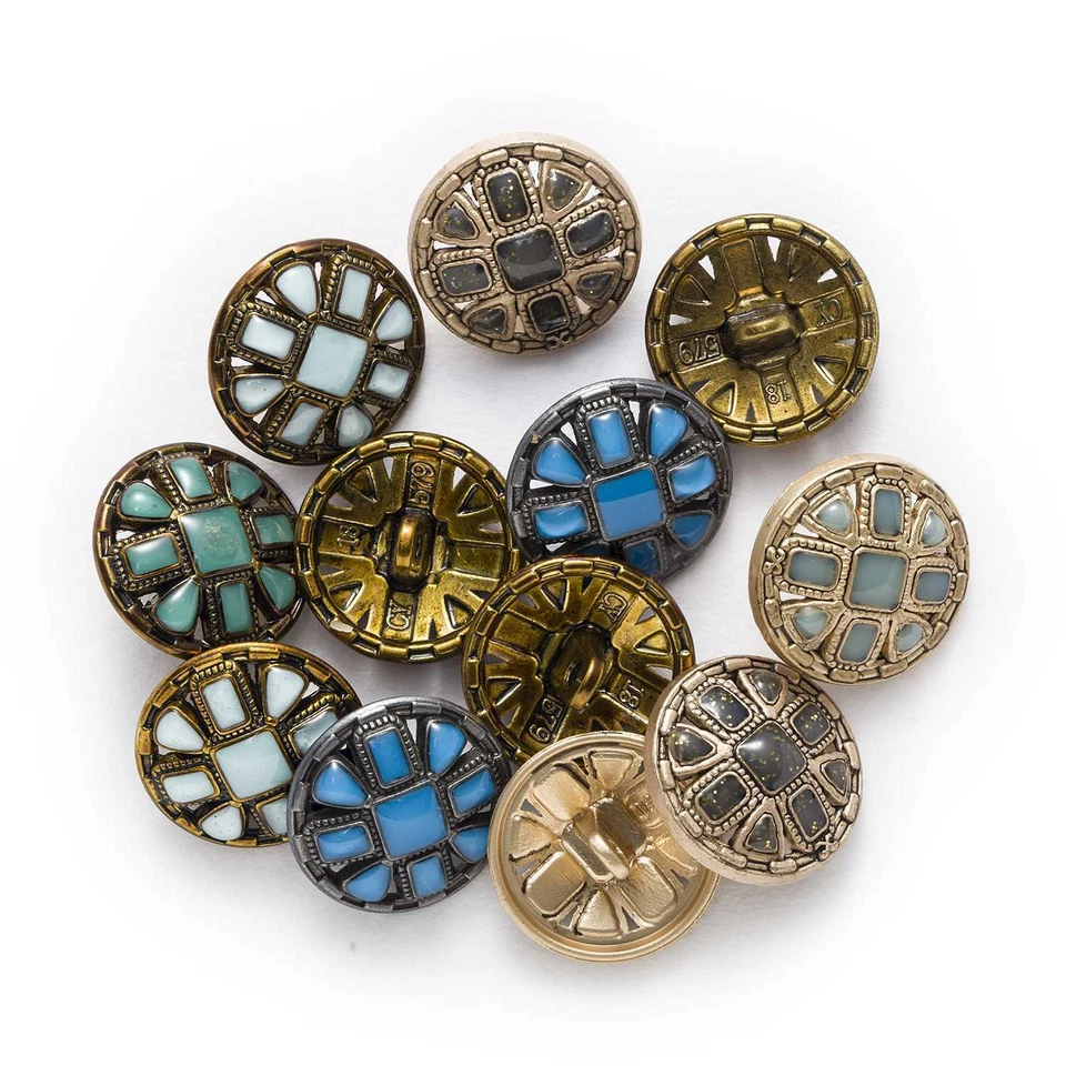 5pcs Retro Enamel Metal buttons Sewing Scrapbook Crafts Handwork Clothing 18mm - Image 3 of 3
