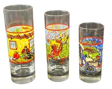 3 Pc  Spirits by Vincent Van Gogh Graduated Drink Highball Shot Glasses Barware