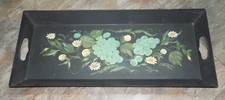 Hand painted and signed M. Bradley Toleware metal 2 handle tray
