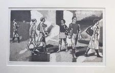 Isabel Bishop Signed Original Etching, Students Outdoors, 54/100, PRICE DROP