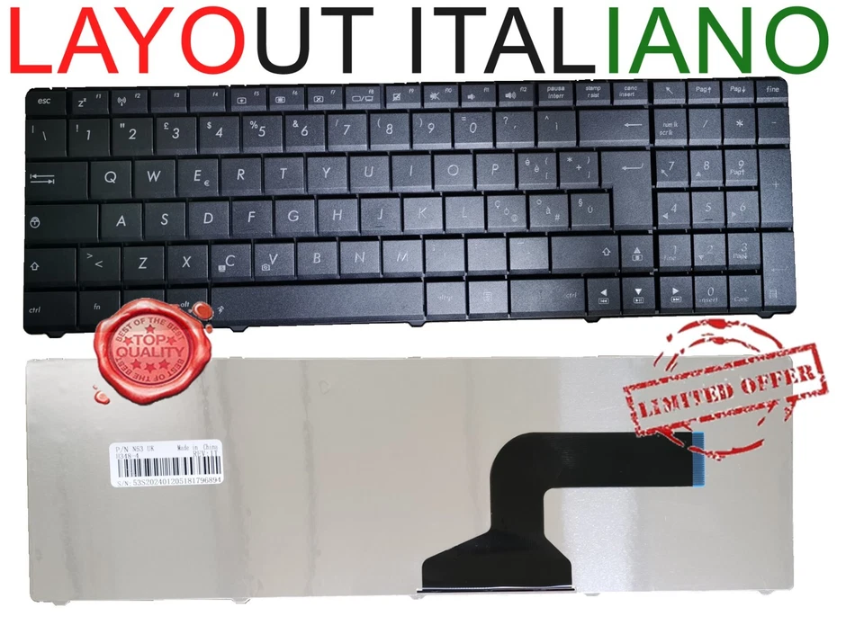 Tastiera Italiana NERA per notebook ASUS X54c Series e N53 Series