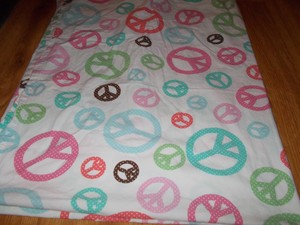 Pottery Barn Teen Berkeley Peace Sign Twin Flat Sheet Bedding Pink
