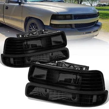 Smoke Headlights w/ Bumper Light For 99-02 Chevy Silverado 00-06 Tahoe Suburban