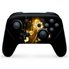 Nintendo Switch Pro Controller Skin Decal Vinyl Wrap - Gold Rose glowing