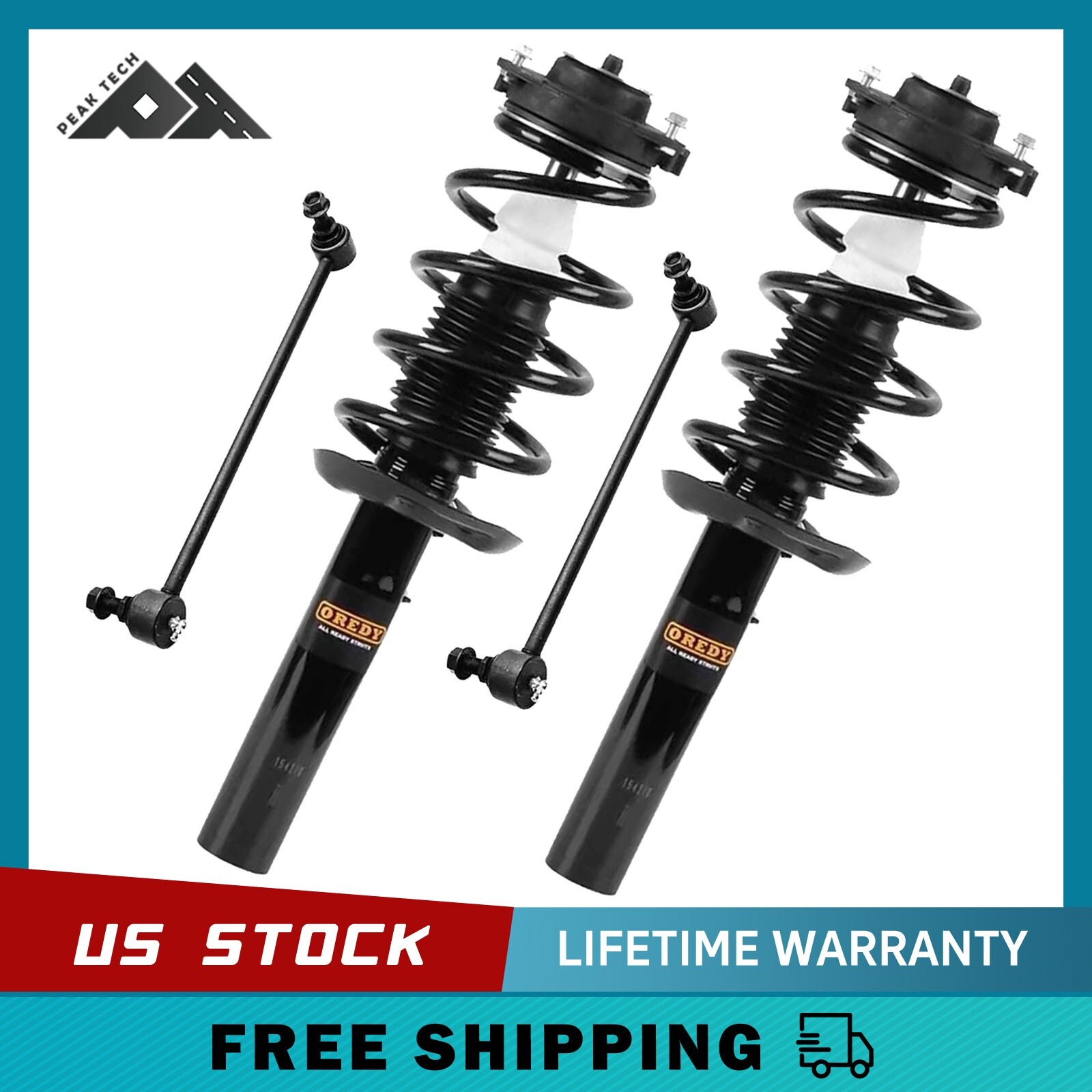 4PC Front Struts & Sway Bar Links for VW Beetle Golf Jetta Passat Eos Rabbit CC