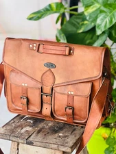 Village Leather Vintage Men Messenger Shoulder Bag Laptop Satchel Briefcase
