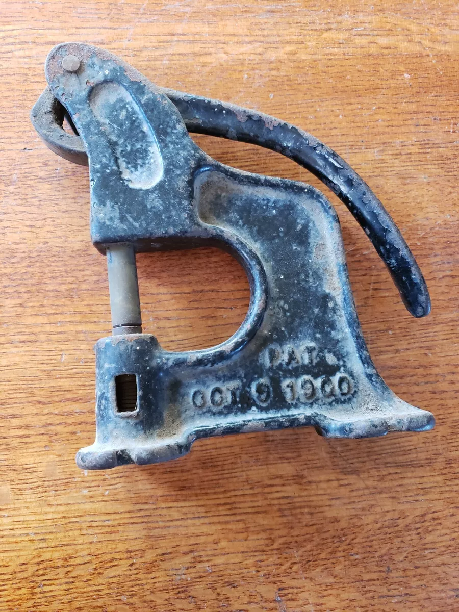 Antique Vintage Cast Iron Rex #27 Press Punch Rivet Tool Riveter Leather  1900Pat