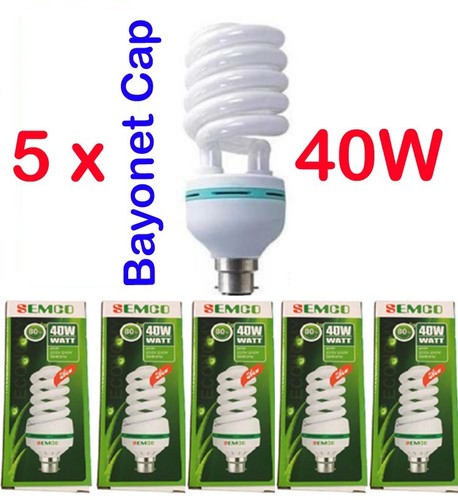 5 X 40W 8000K LIGHTBULB DAYLIGHT BULB B22 BAYONET CAP ENERGY SAVER HOME OFFICE - Afbeelding 1 van 8