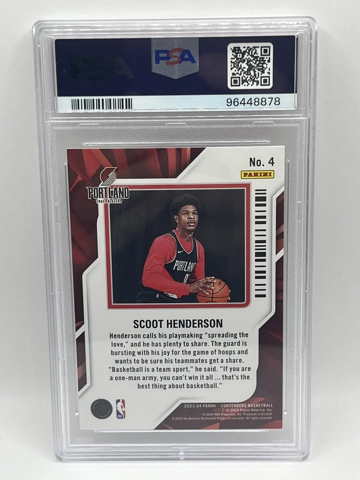 2023 Contenders SCOOT HENDERSON RC /99 Rookie Playoff DIAMOND #4 Blazers PSA 10 - Image 2 of 2