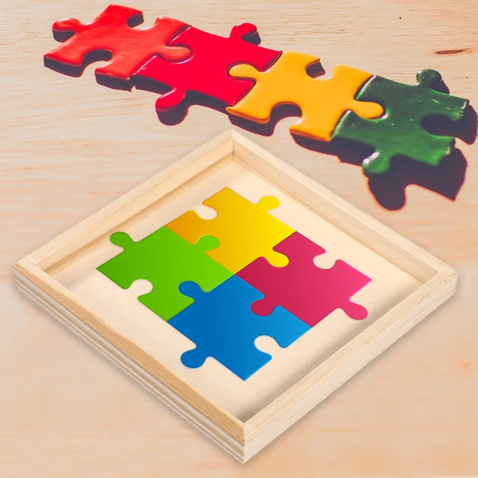 4 Pcs Unfinished Wood Tray Stackable Sorting Trays Puzzle Container