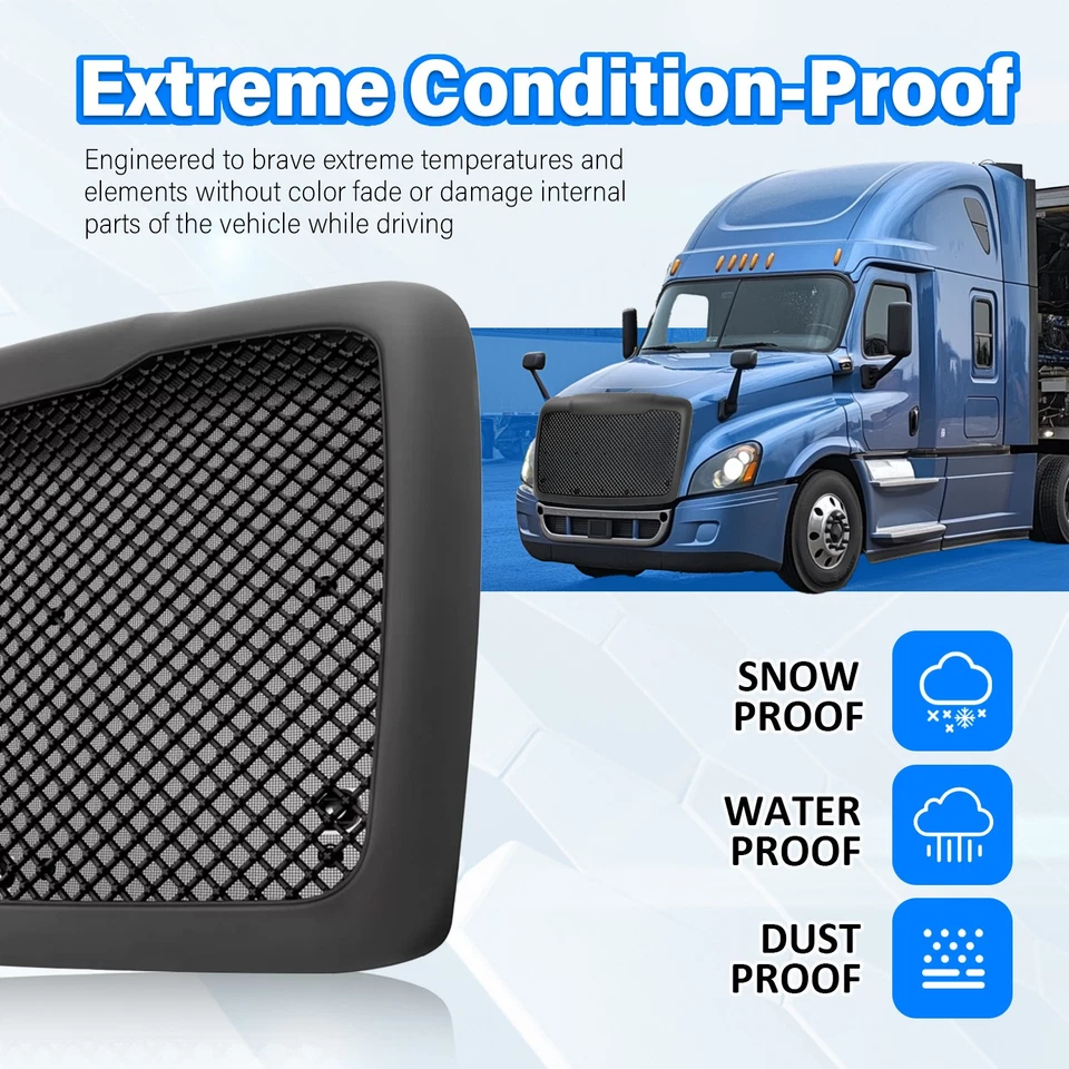 Parachoques delantero rejilla superior negro con pantalla de insectos para Freightliner Cascadia 2008-2017 Foto 4 de 4