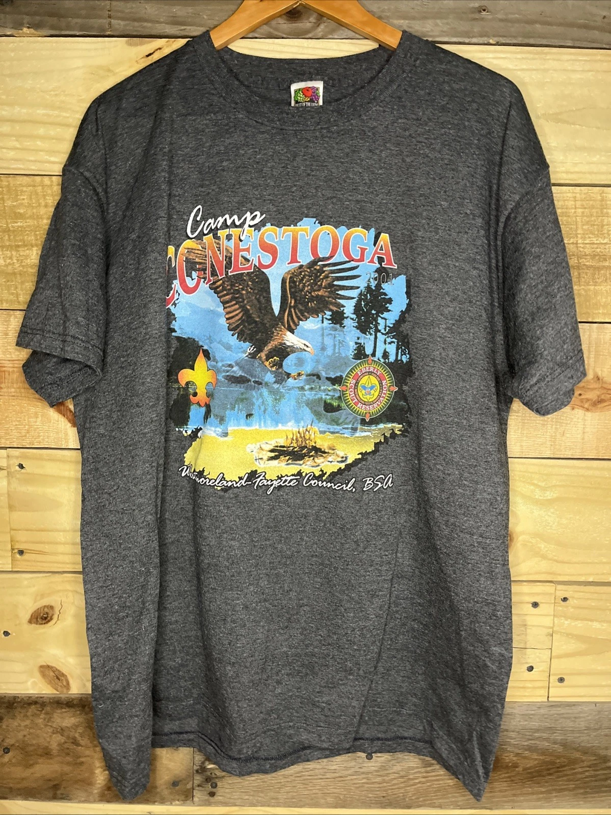 Vintage Camp Conestoga Buck Run Hanes TShirt Men’s XL Gray