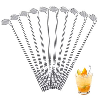 Teenyyou 10 Metal Golf Cocktail Stirrer Reusable Cocktail Beverage Stirrer Ou...