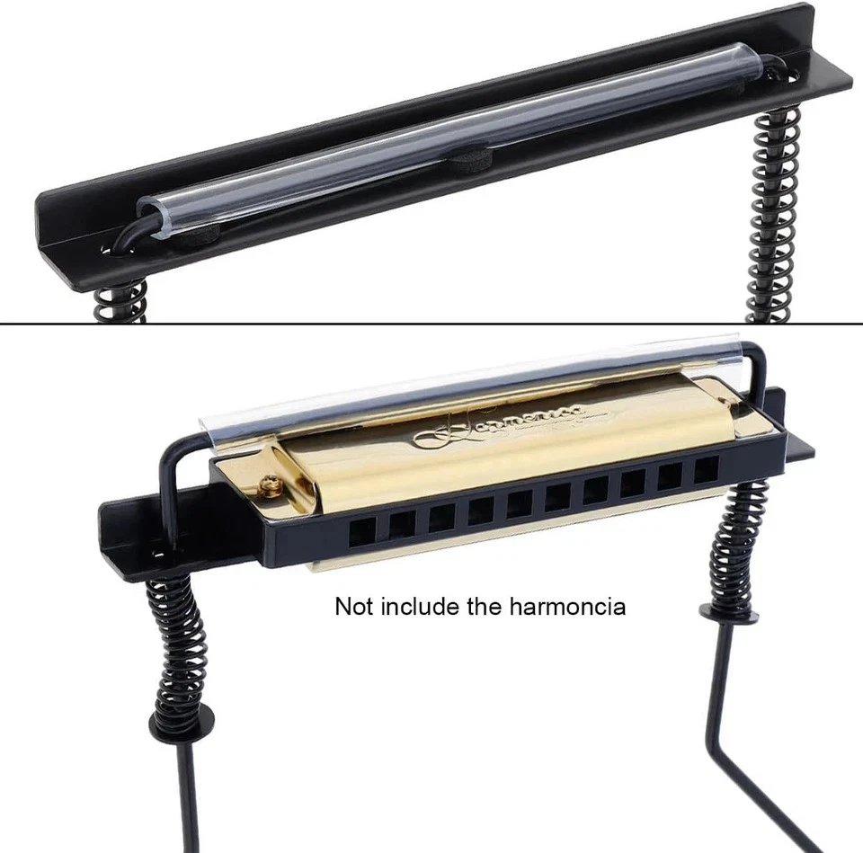 Harmonica Holder Neck Holder Stand, Mouth Organ Metal Frame Adjustable for 10 Ho - Image 2 of 4