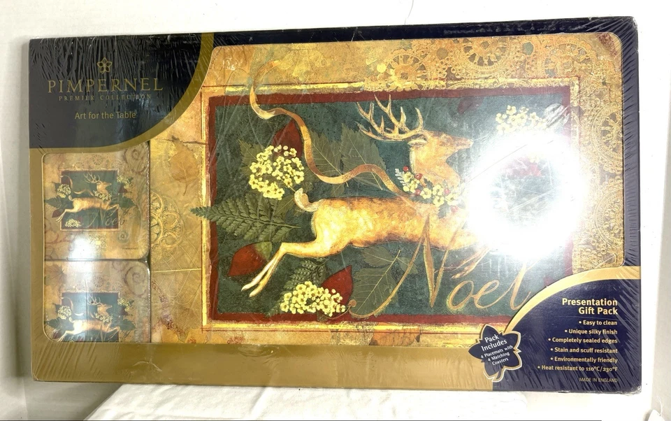 Tapetes e porta-copos PIMPERNEL NOVO NA CAIXA com apoio de cortiça (conjunto de 4) - Inglaterra - Imagem 2 de 4