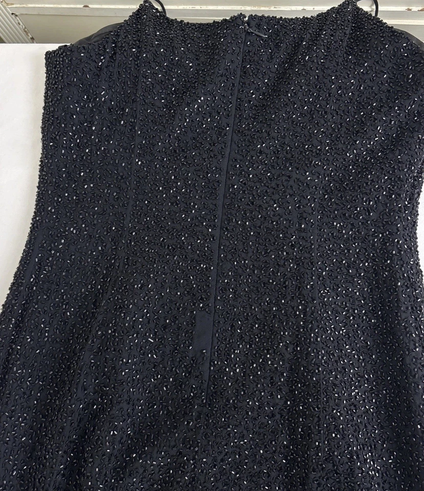 Vtg 90s Y2K Jump Apparel Formal Maxi Dress Beaded 5/6 Black Witchy - Image 4 of 4