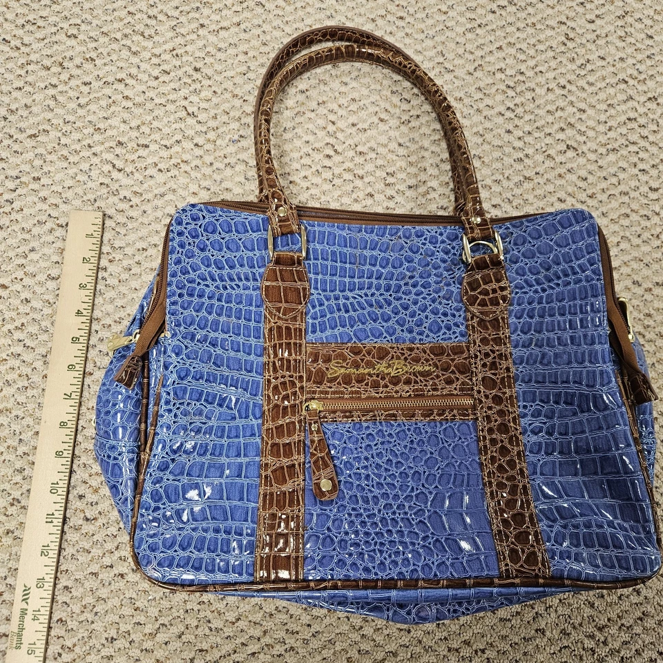 Bolso de viaje Samantha marrón azul imitación cocodrilo para llevar durante la noche fin de semana Foto 2 de 4