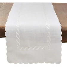 Braided Embroidery Table Runner White 16"x54"
