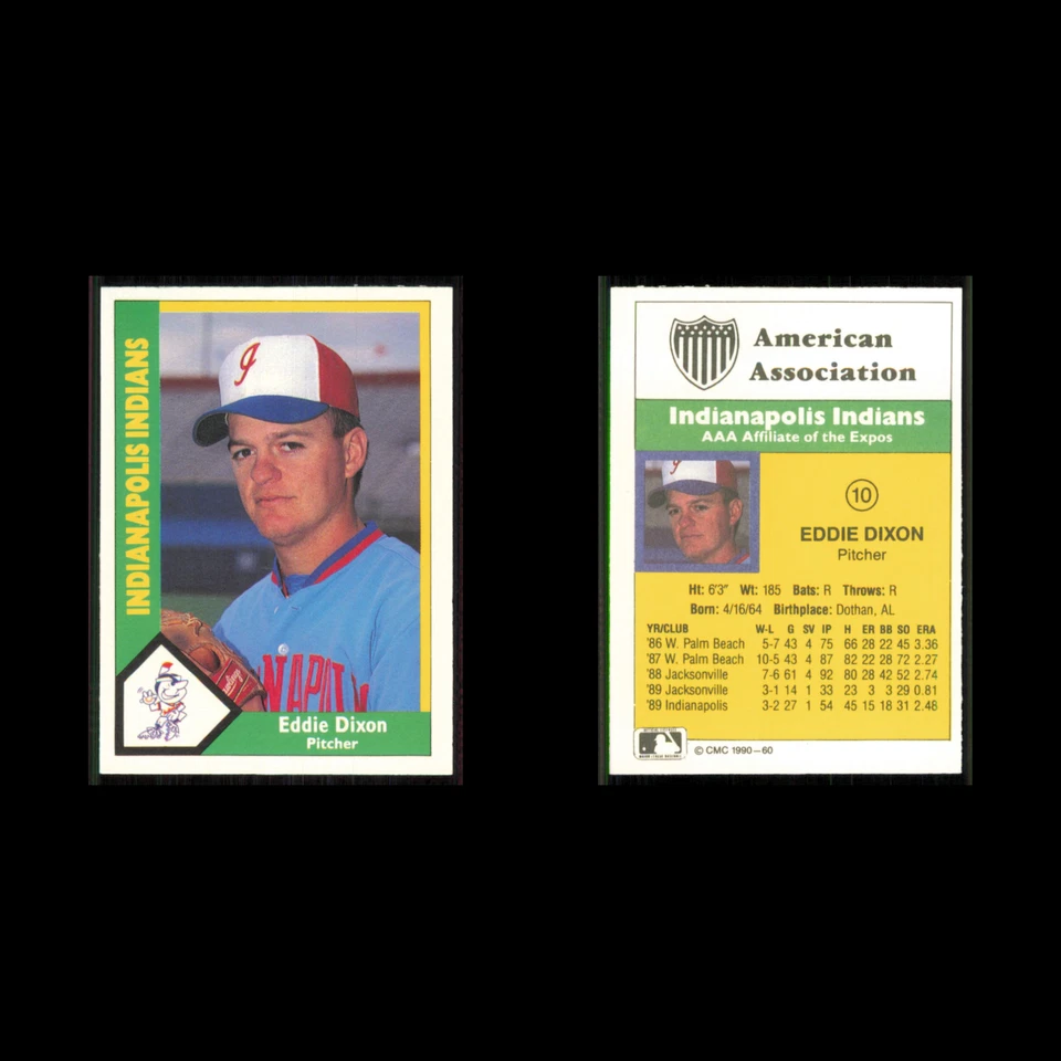 Eddie Dixon #60 1990 CMC Minor League Indianapolis Indians Baseball Card MLB NM - Image 3 of 3